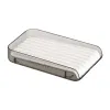 【CL】26Q1#2112T Ceramic soap box, grey transparent soap box with white striped draining layer, simple bathroom supplies storage rack Item Picture